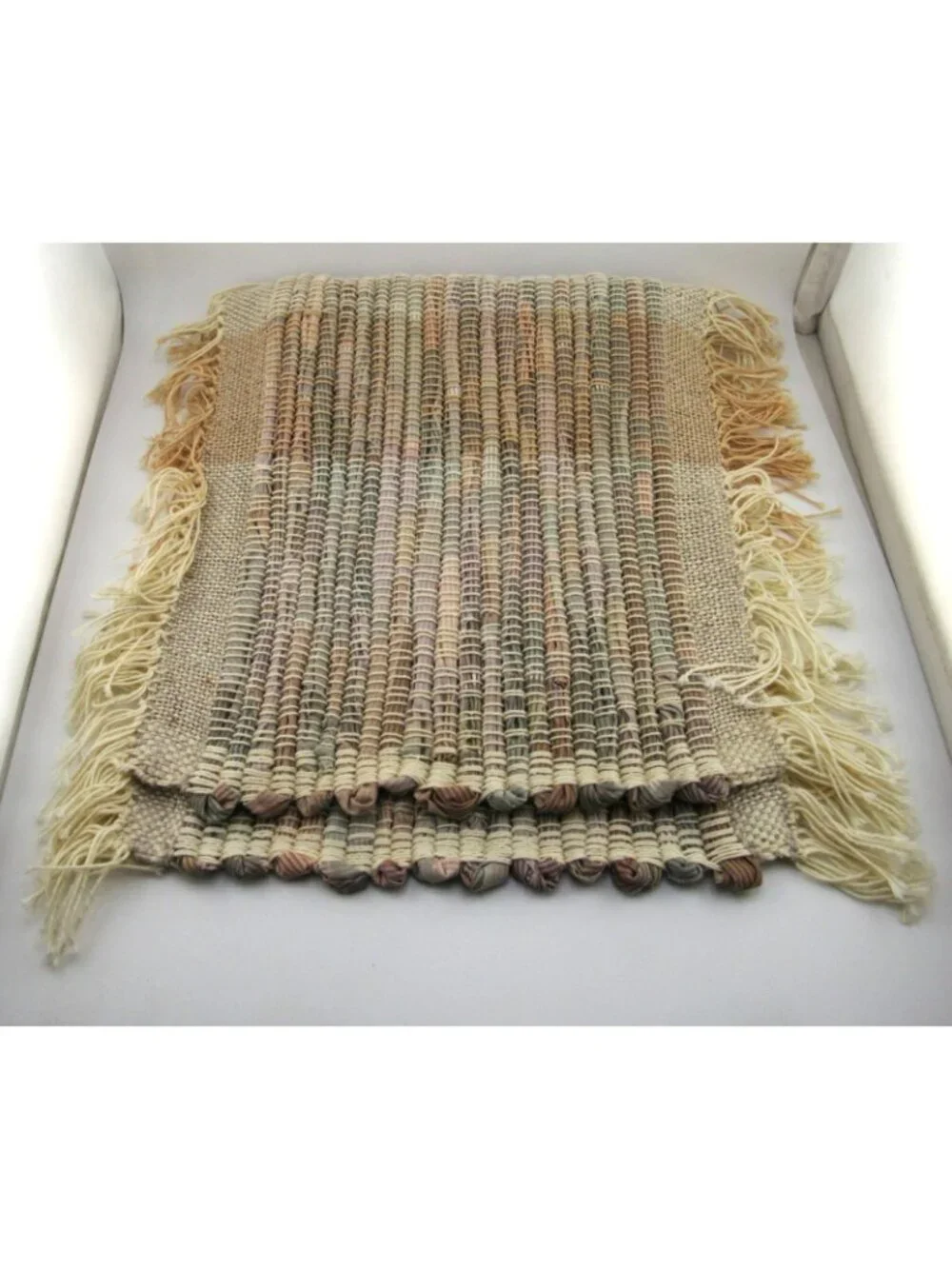 Vintage Handmade Lommed Cotton Rag Runner Farmhouse Country Primitive Cabin Chic